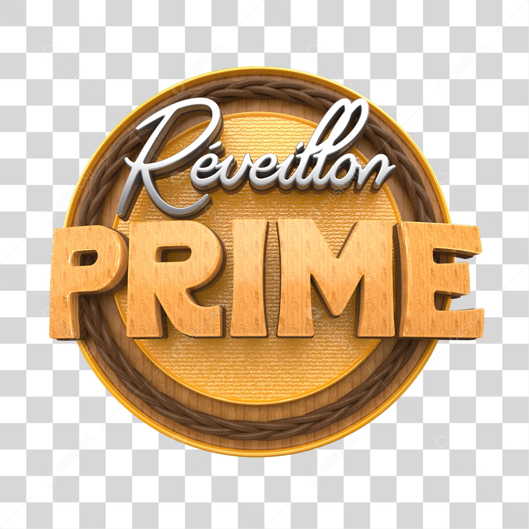 Réveillon Prime Selo 3D para Composição PNG Transparente