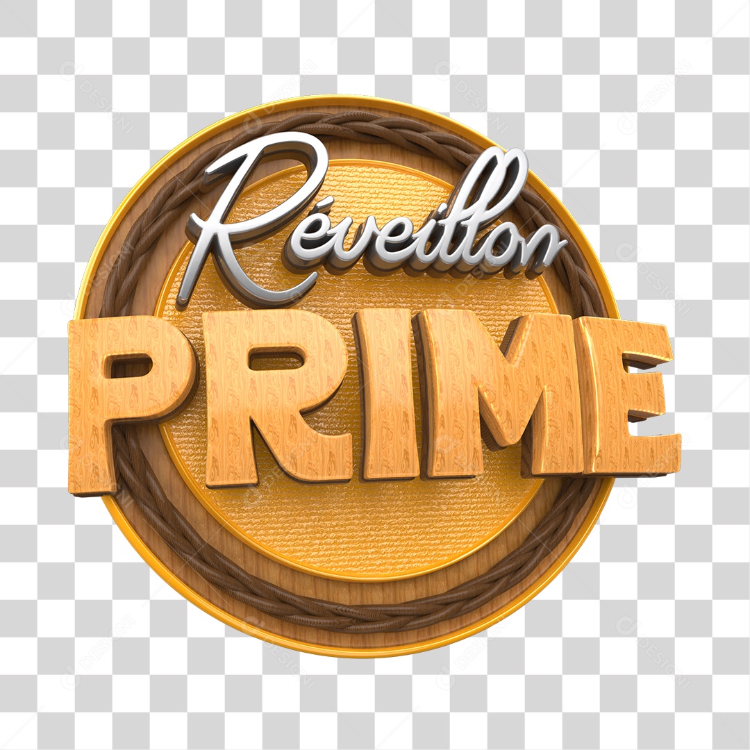 Réveillon Prime Selo 3D para Composição PNG Transparente
