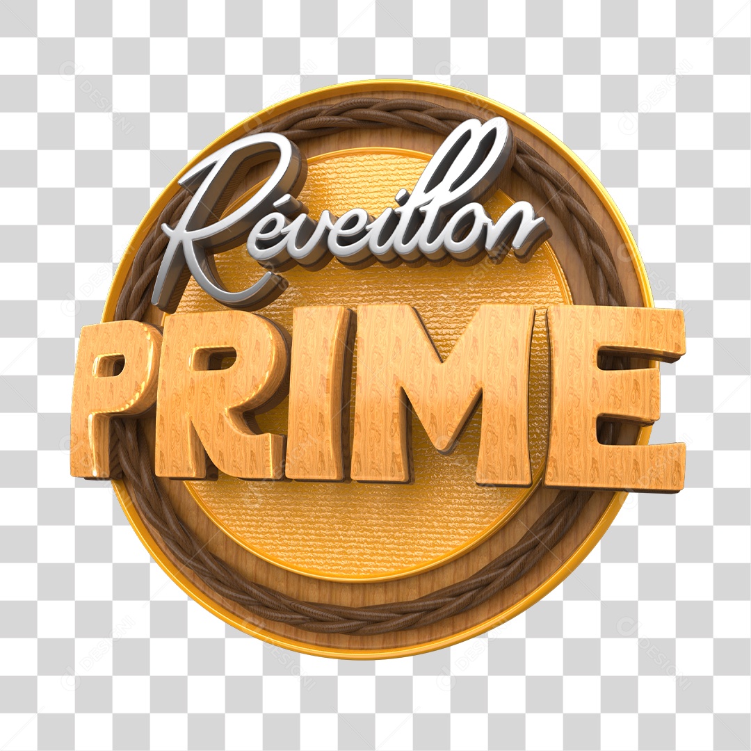 Réveillon Prime Selo 3D para Composição PNG Transparente