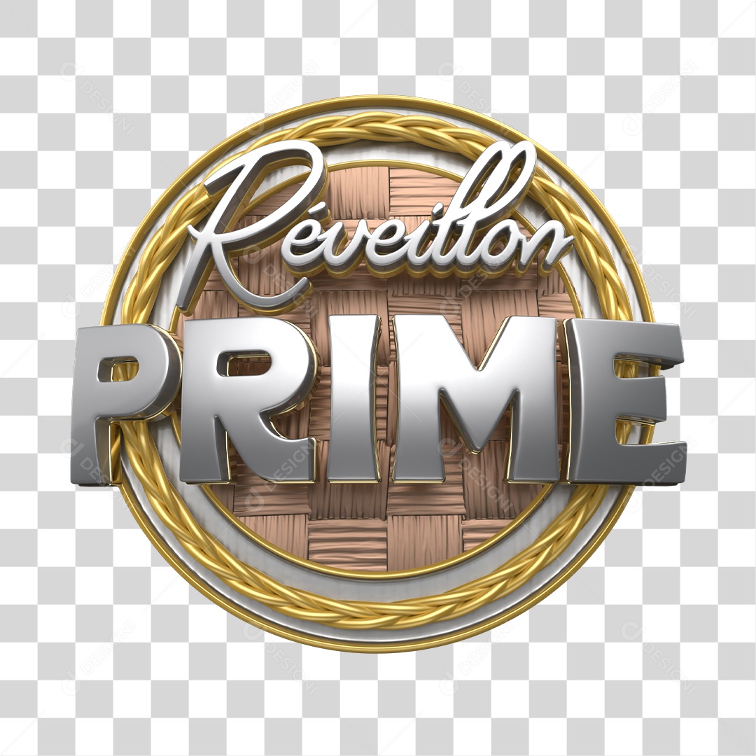 Réveillon Prime Selo 3D Prata para Composição PNG Transparente