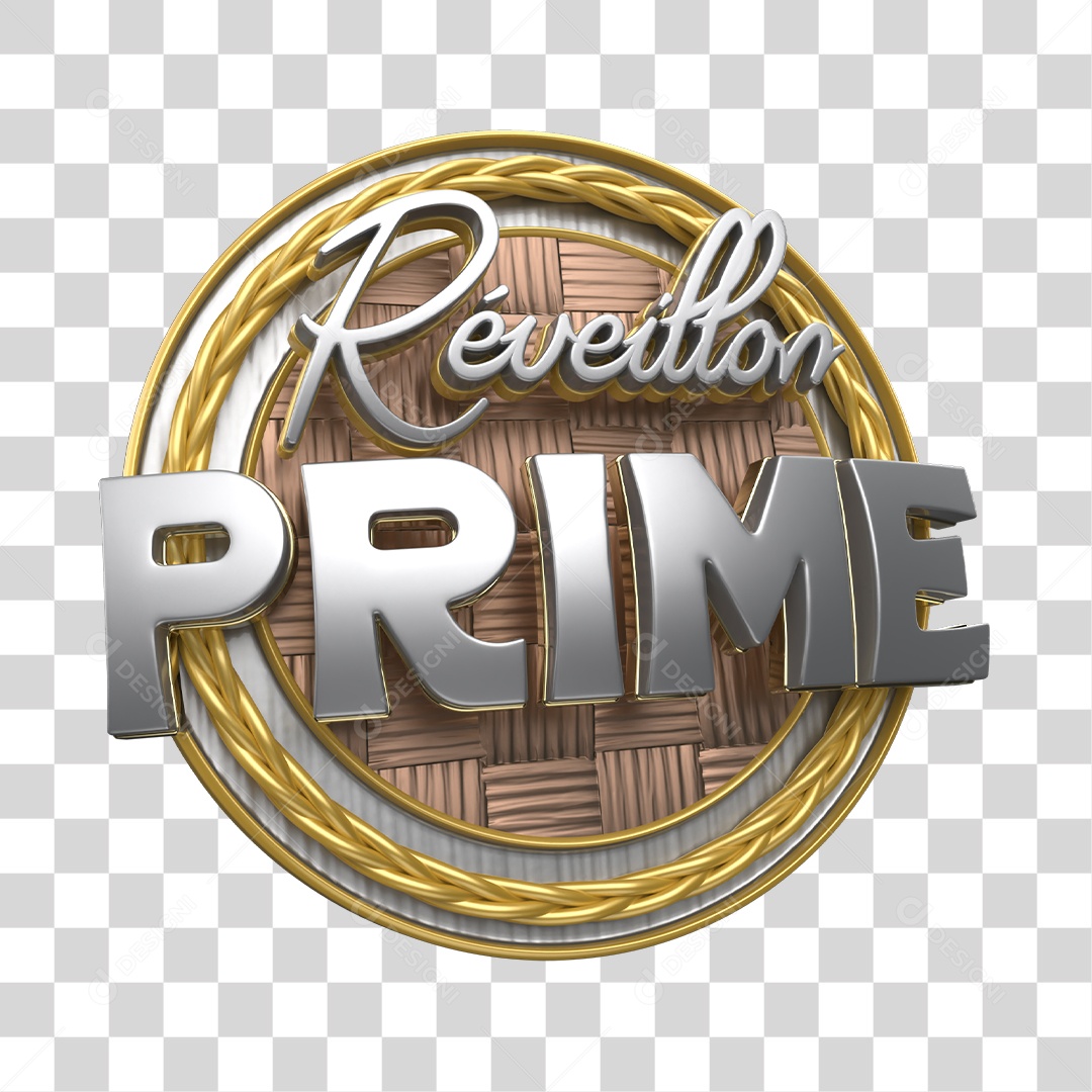 Réveillon Prime Selo 3D Prata para Composição PNG Transparente