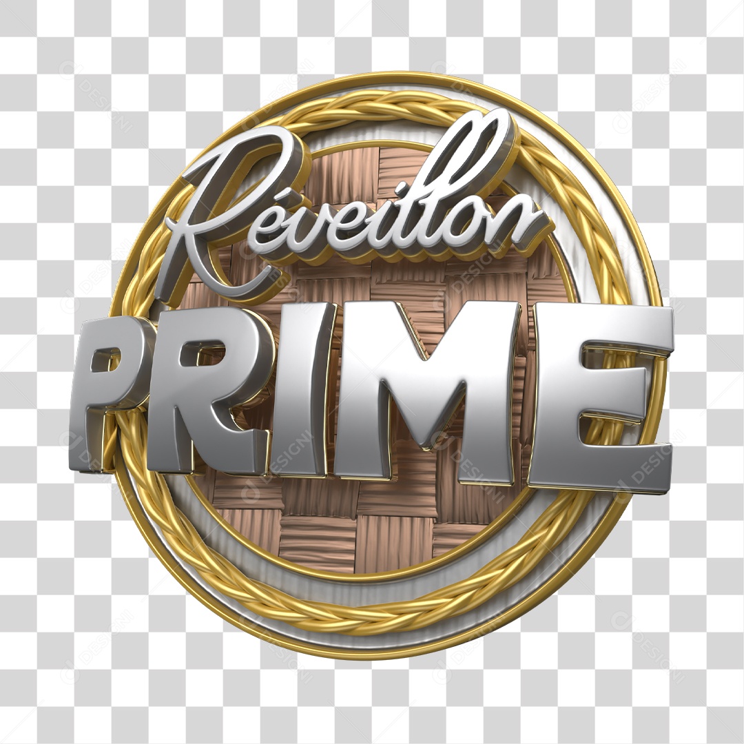 Réveillon Prime Selo 3D Prata para Composição PNG Transparente