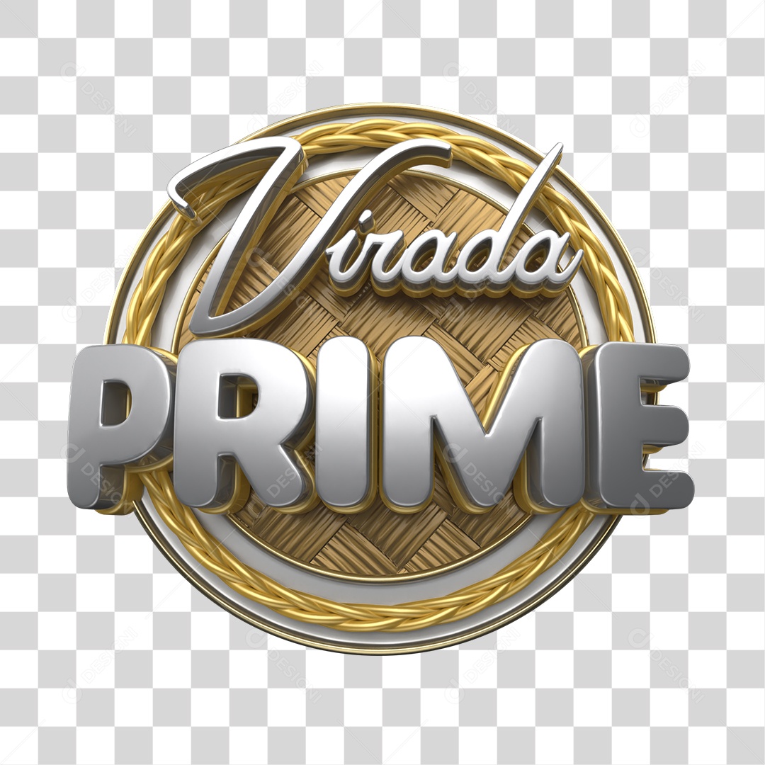 Virada Prime Selo 3D Prata para Composição PNG Transparente