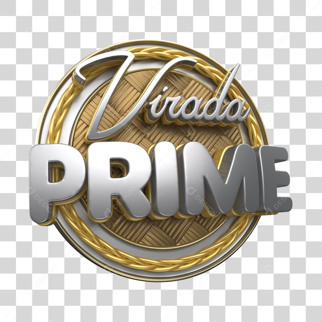 Virada Prime 3D Silver Stamp for Composition PNG Transparent