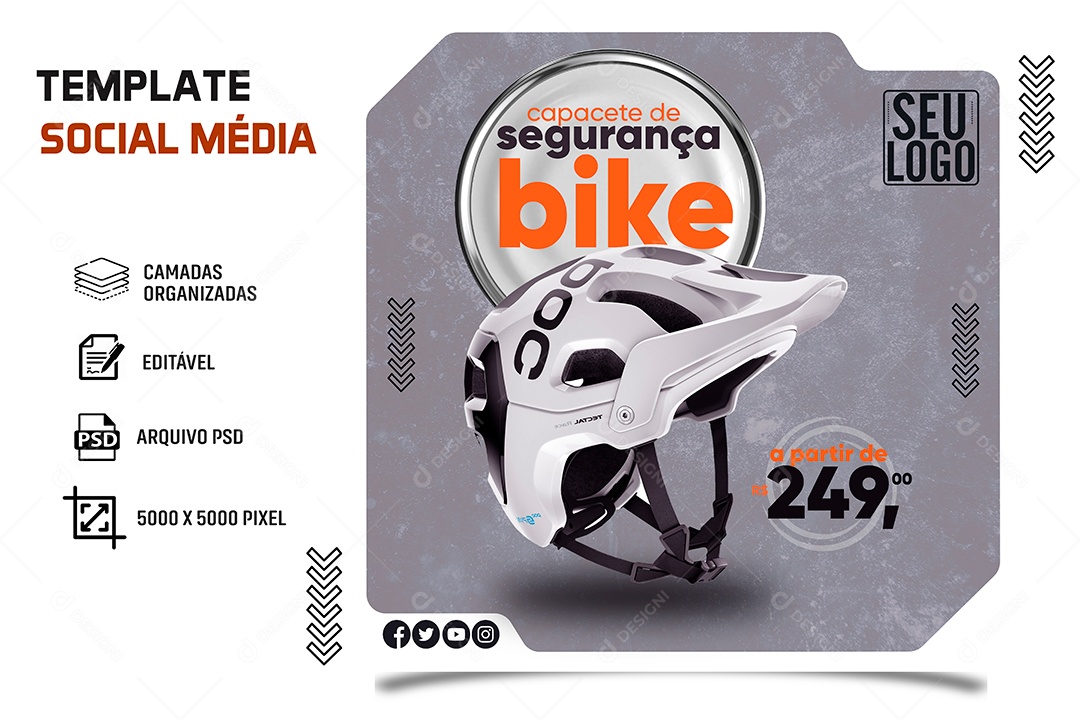 Post Capacete de Segurança de Bike Social Media PSD Editáve