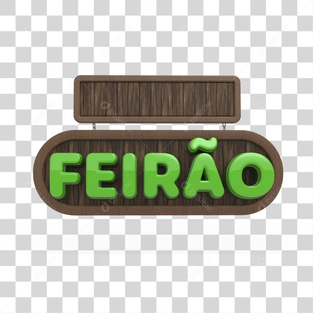 Feirão Selo 3D Verde para Composição PNG Transparente