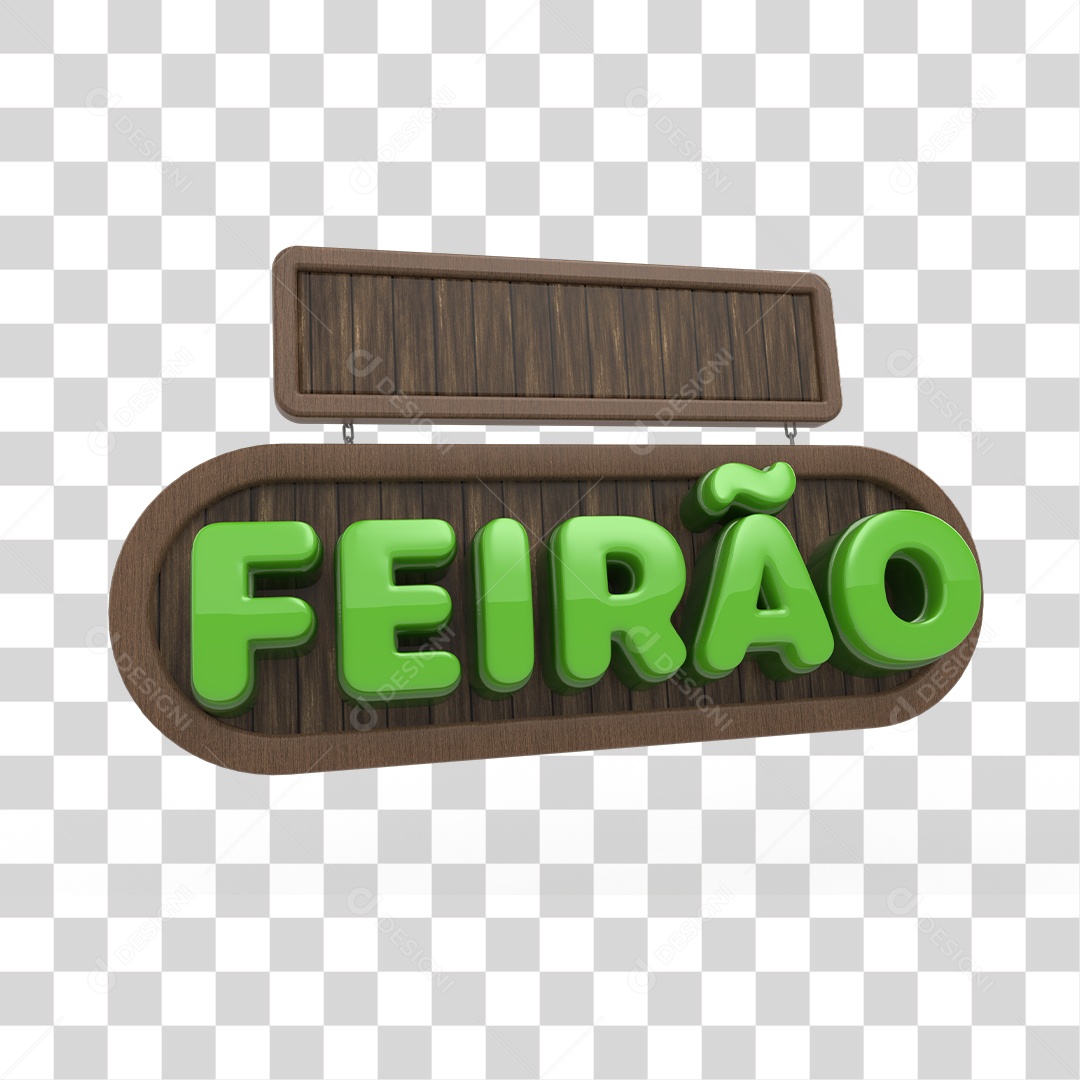 Feirão Selo 3D Verde para Composição PNG Transparente