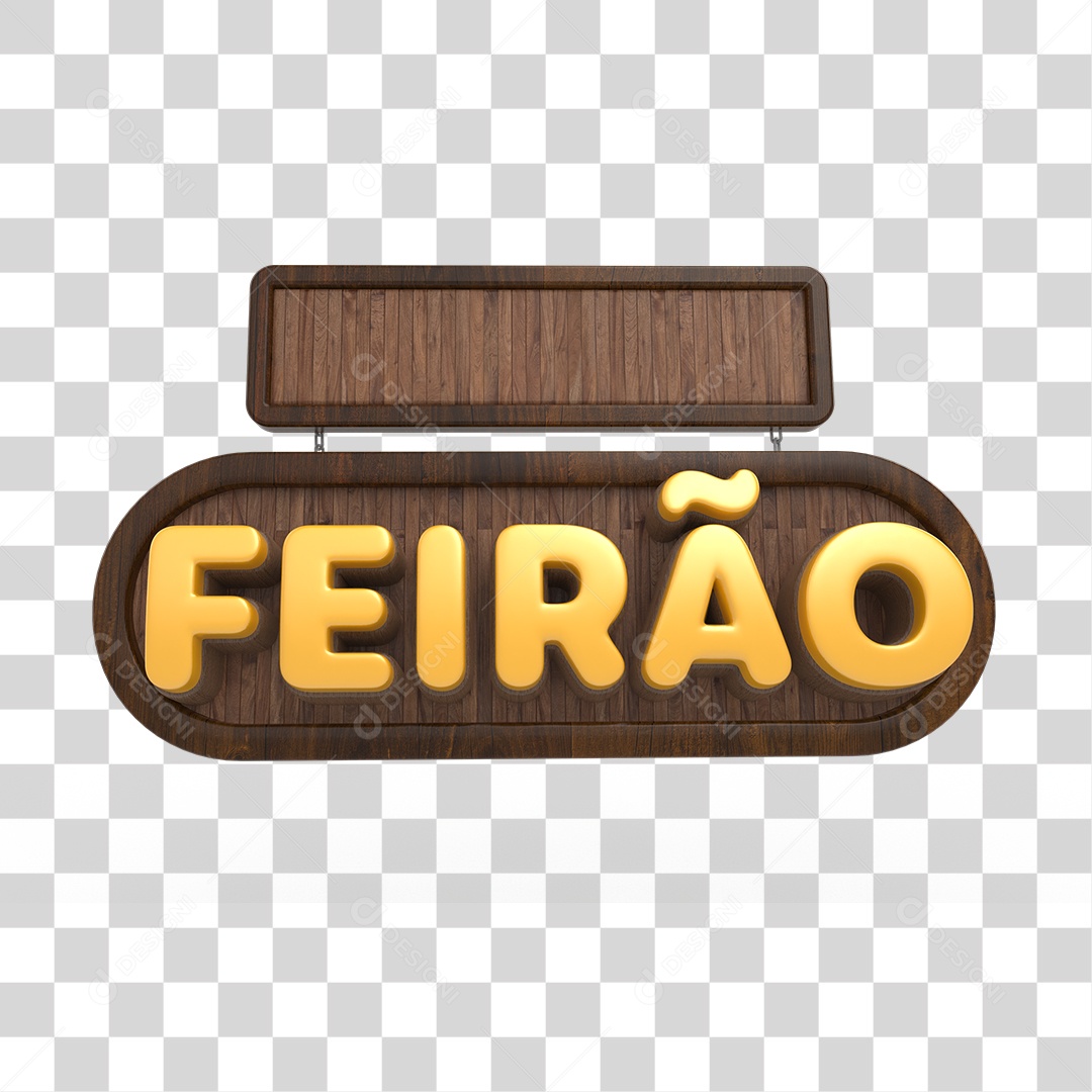 Feirão Selo 3D Laranjado para Composição PNG Transparente