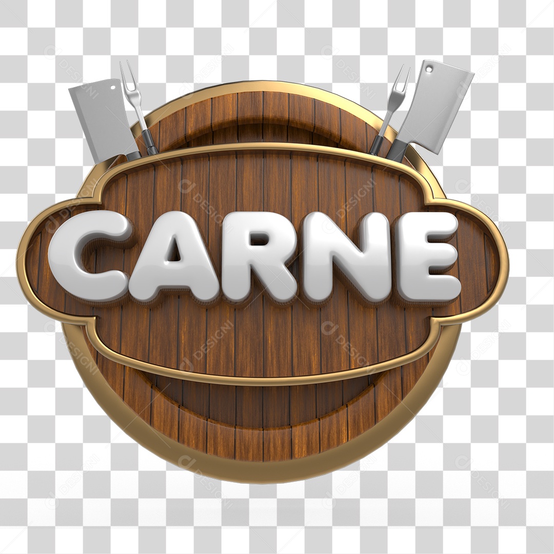 Carne Selo 3D para Composição PNG Transparente