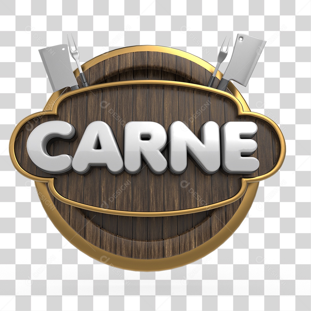 Carne Selo 3D para Composição PNG Transparente