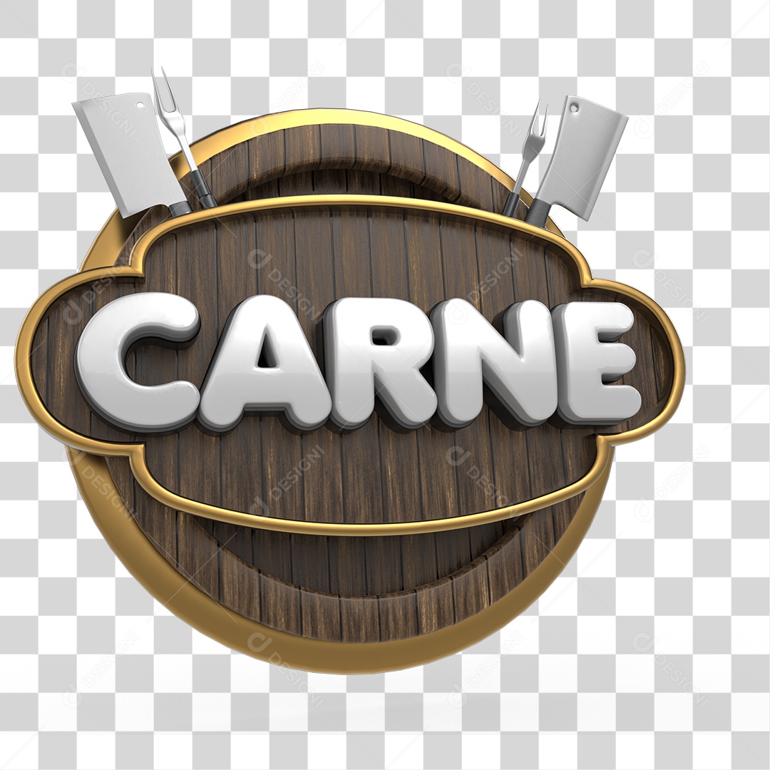Carne Selo 3D para Composição PNG Transparente