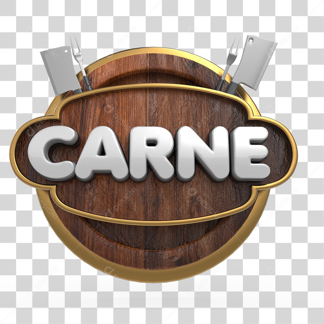 Carne Selo 3D para Composição PNG Transparente