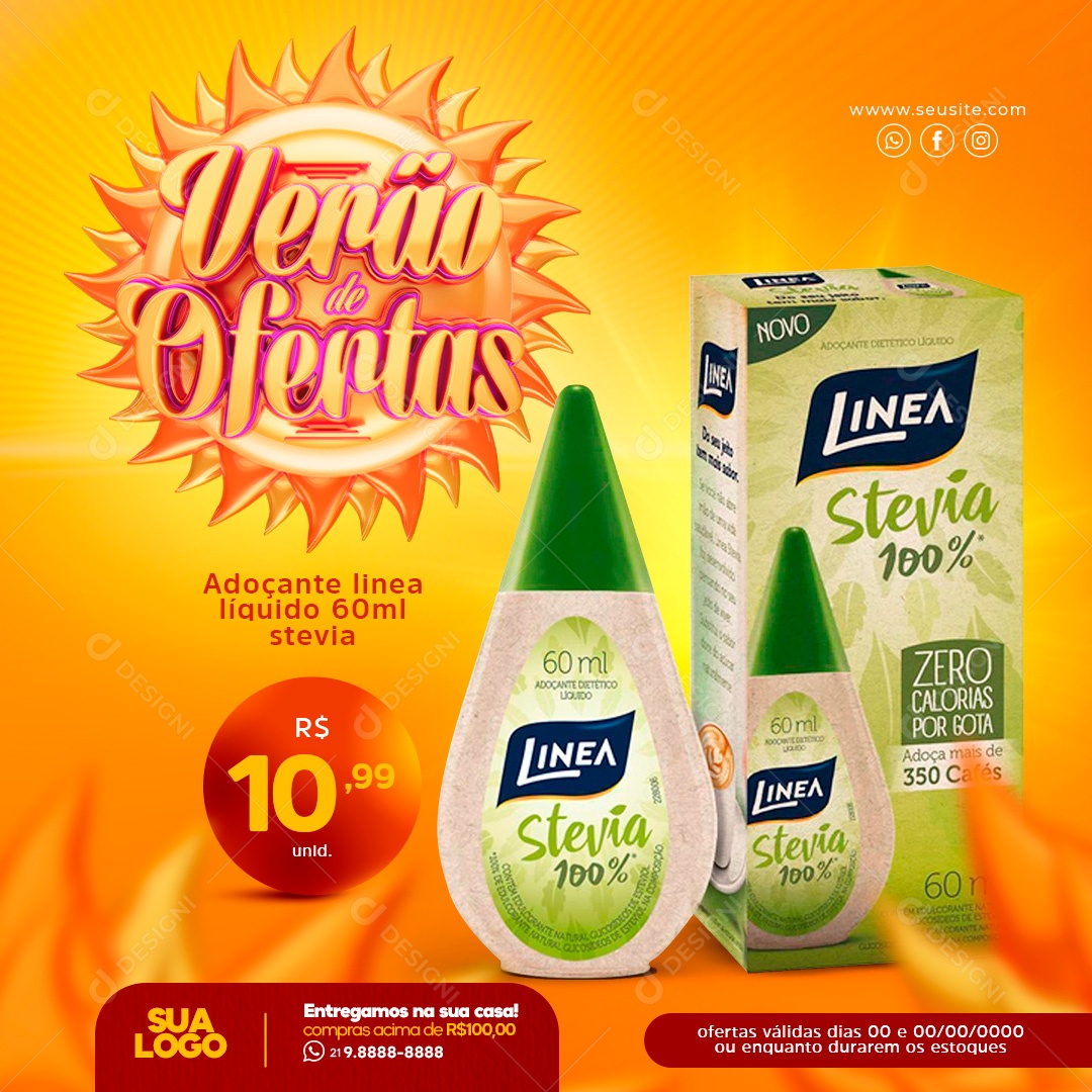 Encarte Social Media Verão de Ofertas Adoçante Social Media PSD Editável