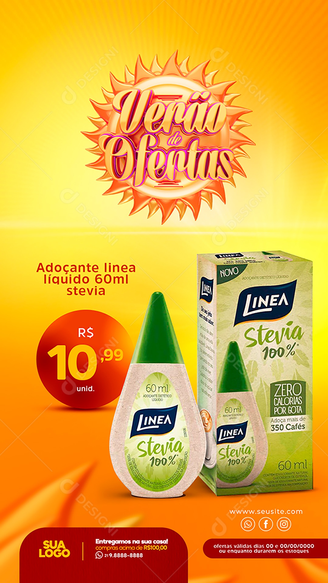 Encarte Social Media Verão de Ofertas Stories Adoçante Social Media PSD Editável