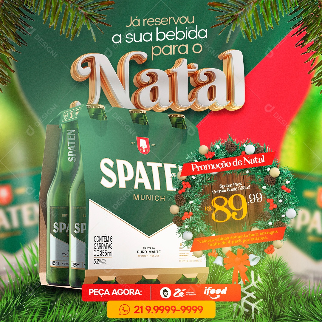 Post Spaten de Natal Social Media PSD Editável