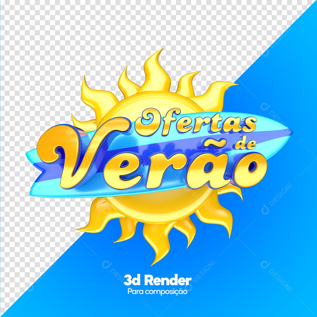 Selo 3D Para Composição Ofertas de Verão PSD