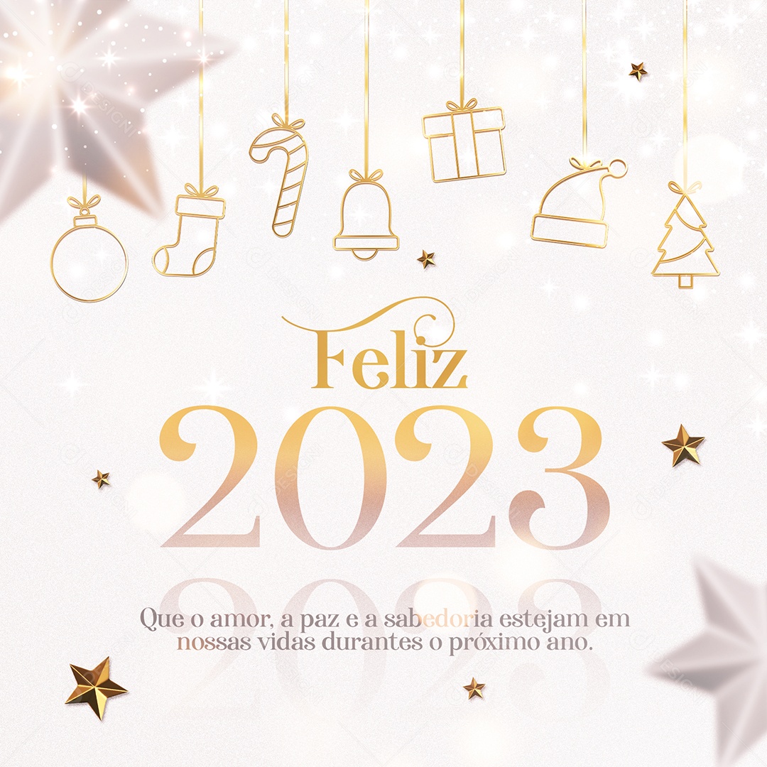 Feliz Ano Novo Que o Amor a Paz e a Sabedoria Estejam Em Nossas Vidas Durante o Próximo Ano Social Media PSD Editável