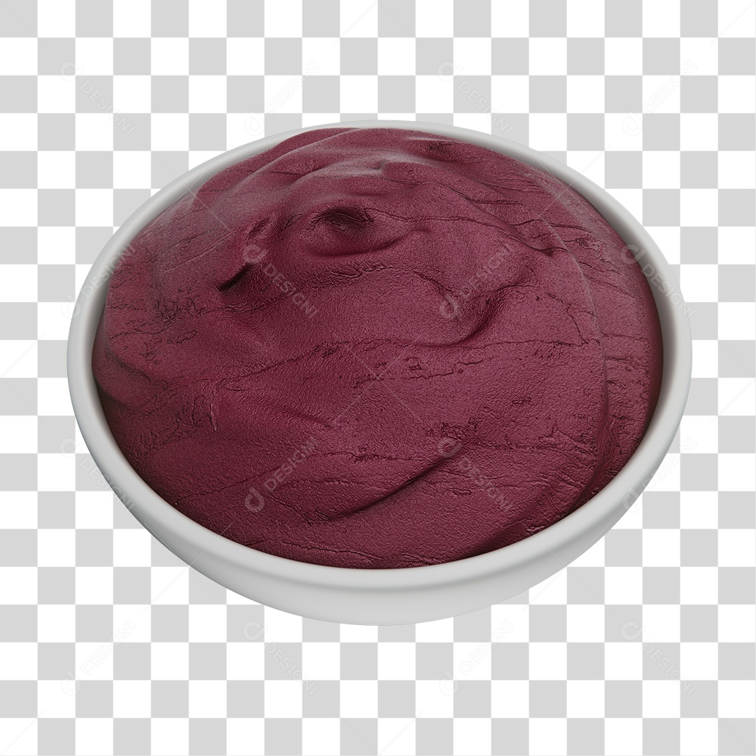 Tigela de Açaí Elemento 3D PNG Transparente