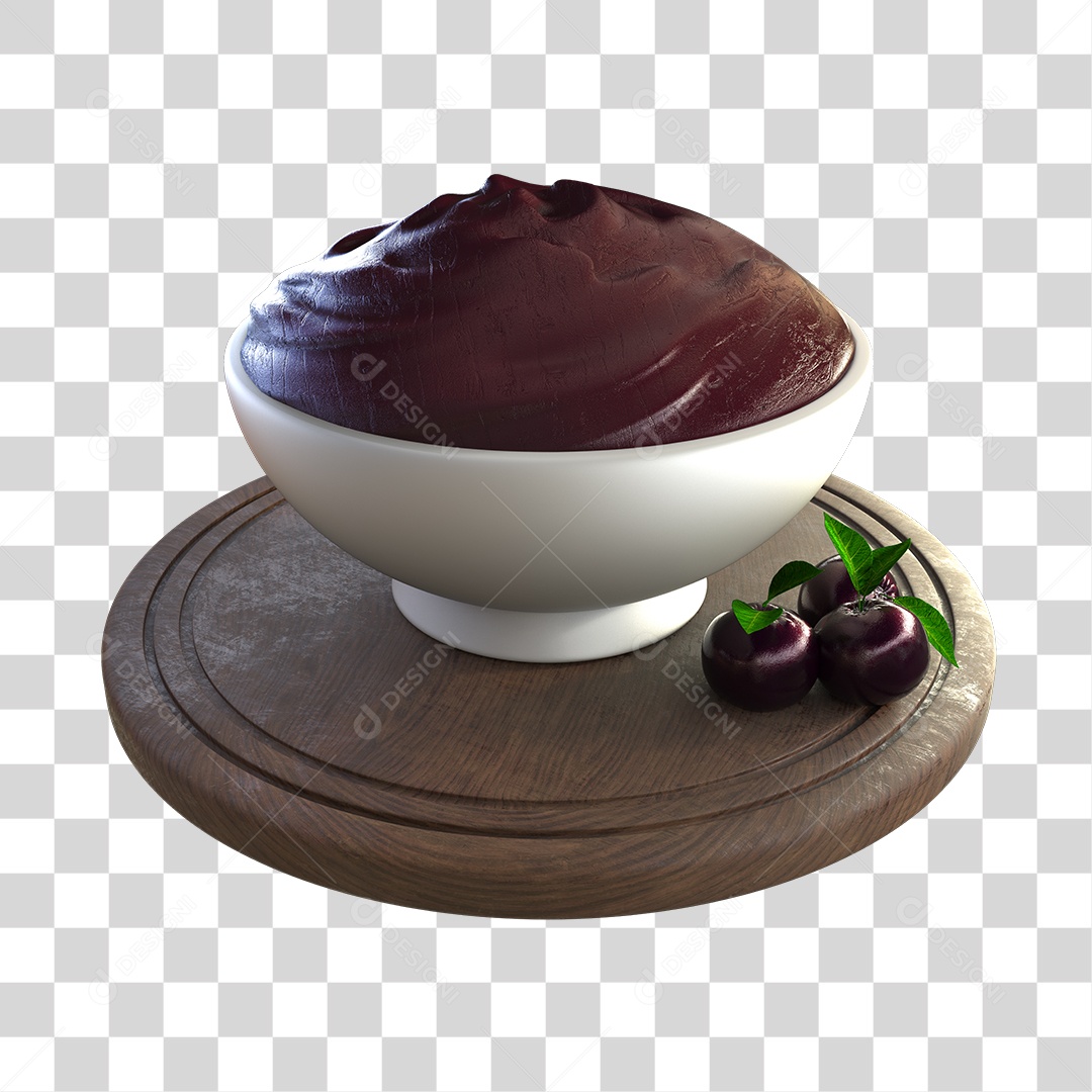 Tigela de Açaí Elemento 3D PNG Transparente