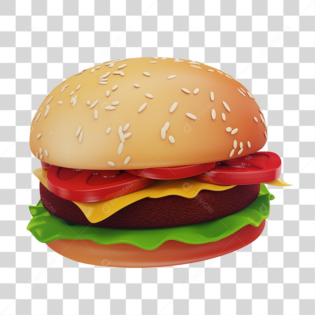 Hambúrguer Elemento 3D PNG Transparente
