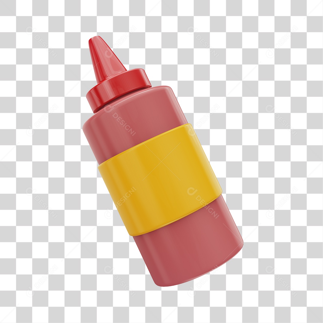 Ketchup Elemento 3D PNG Transparente