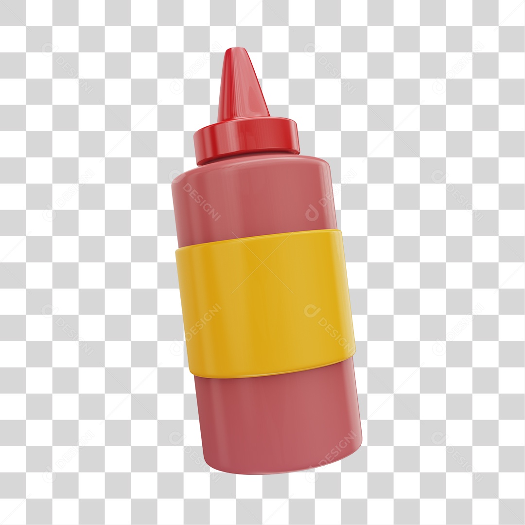 Ketchup Elemento 3D PNG Transparente