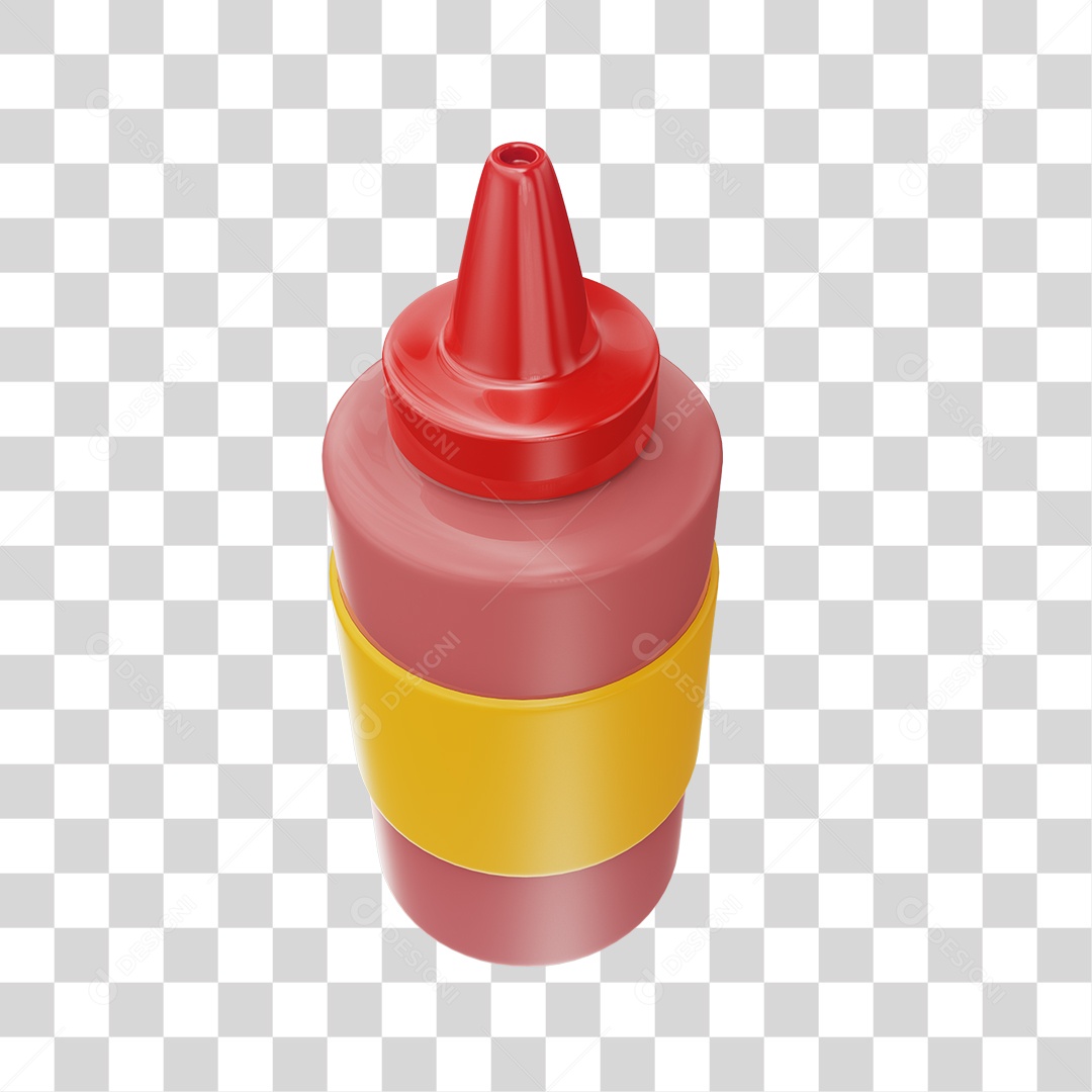 Ketchup Elemento 3D PNG Transparente