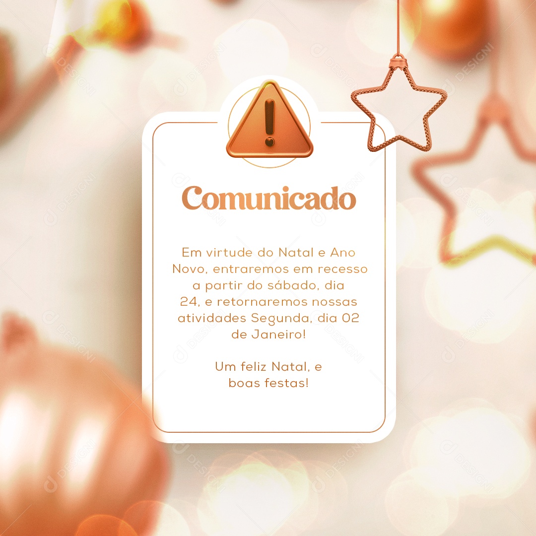 Comunicado Importante Em Virtude do Natal e Ano Novo Social Media PSD Editável