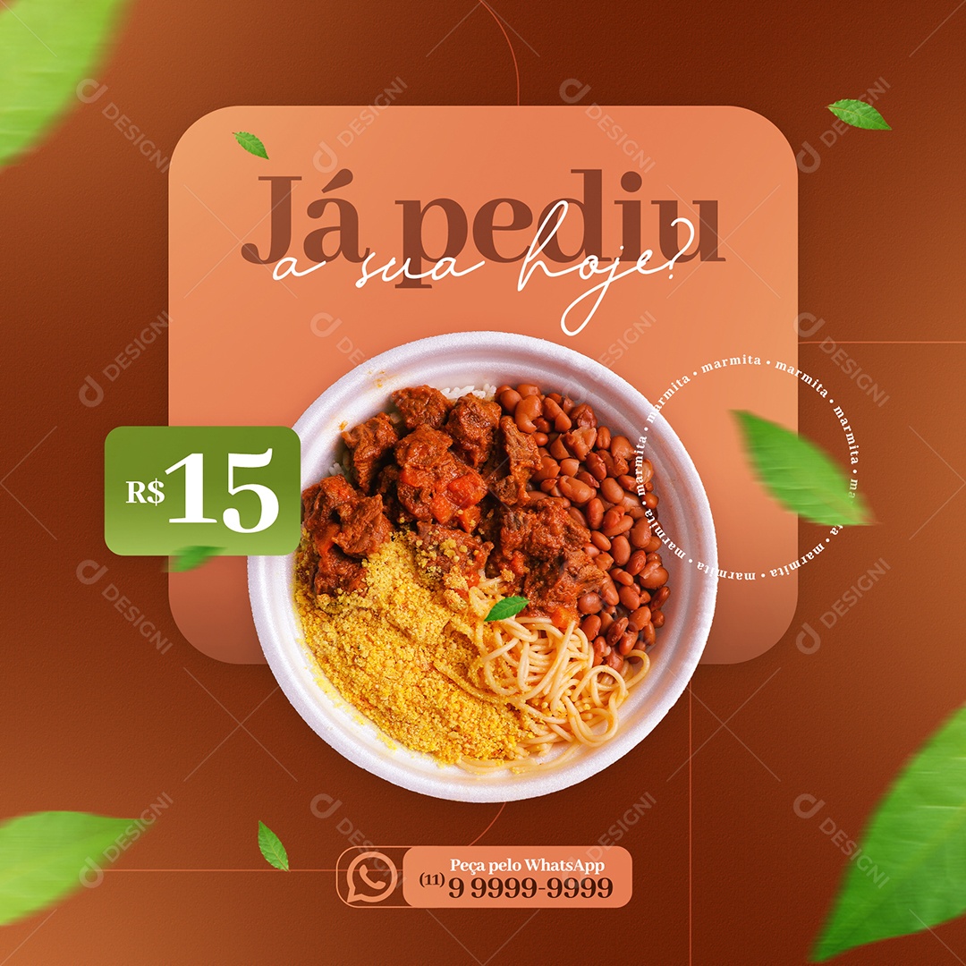 Já Pediu a Sua Marmita Hoje Social Media PSD Editável