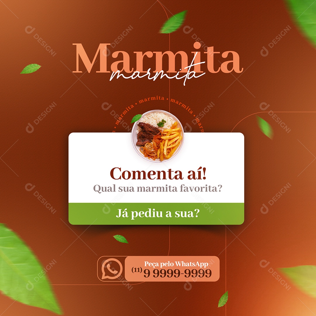 Restaurante Comenta Aí Qual Sua Marmita Favorita Social Media PSD Editável