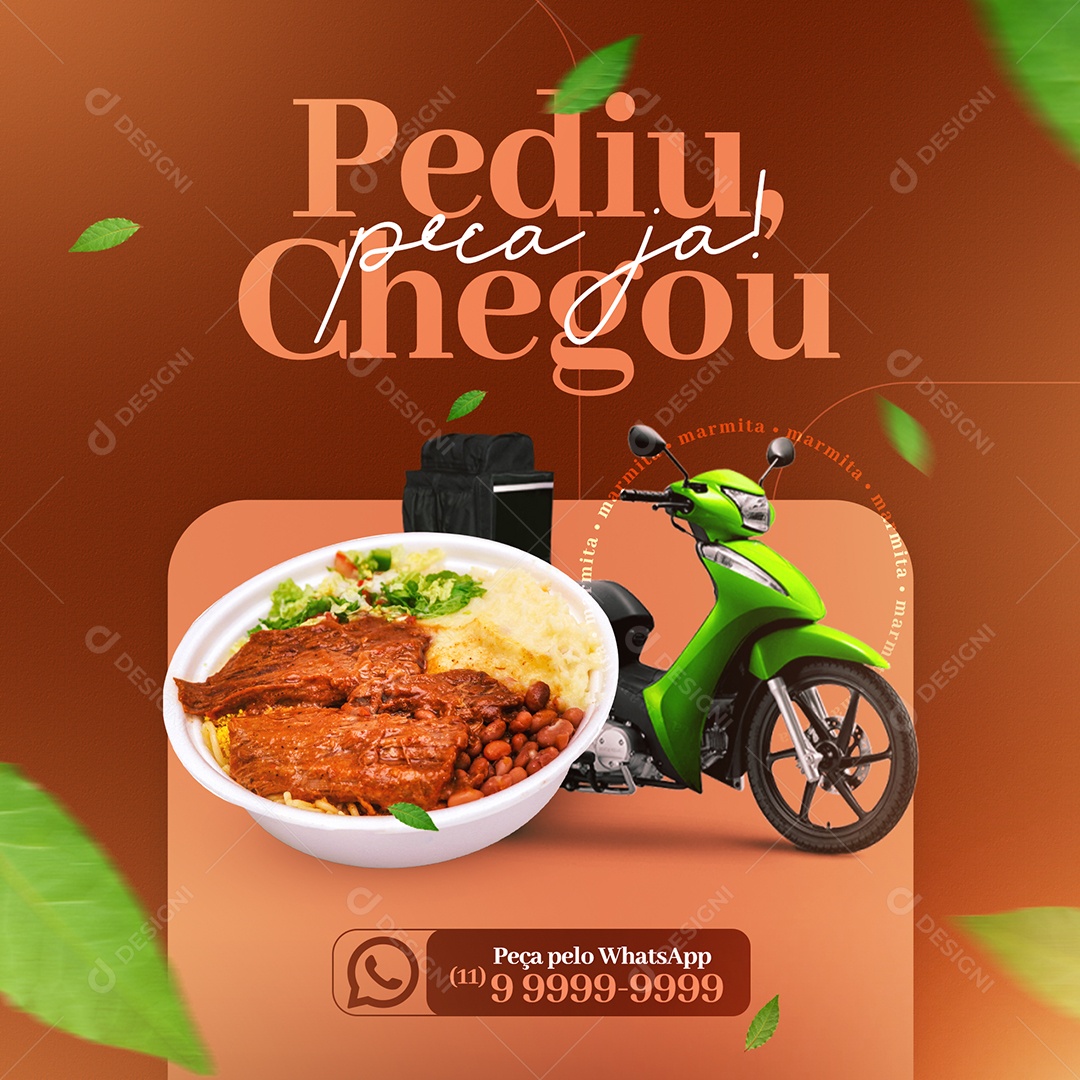 Restaurante Pediu Chegou Peça Já a Sua Social Media PSD Editável