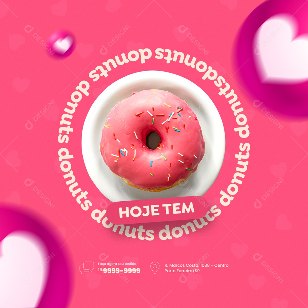 Hoje tem Donuts Doceria Social Media PSD Editável