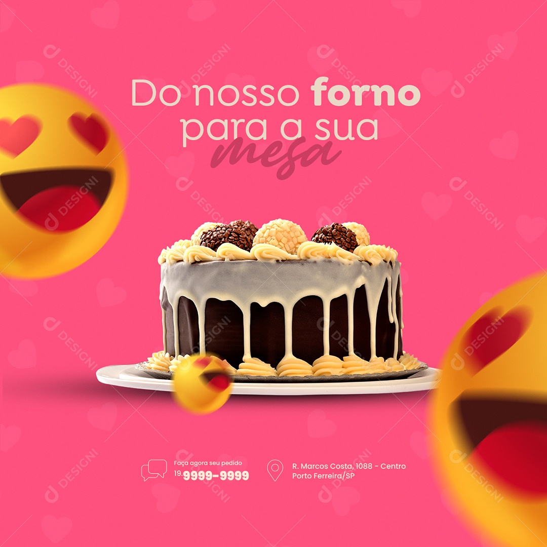Do Nosso Forno para a Sua Mesa Doceria Social Media PSD Editável