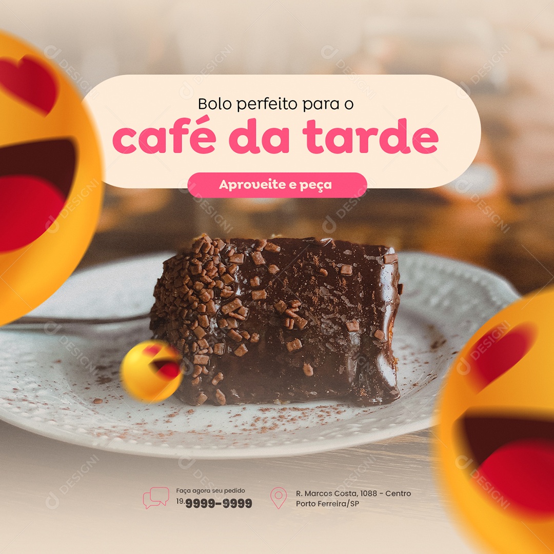 Bolo Perfeito de Café da Tarde Doceria Social Media PSD Editável