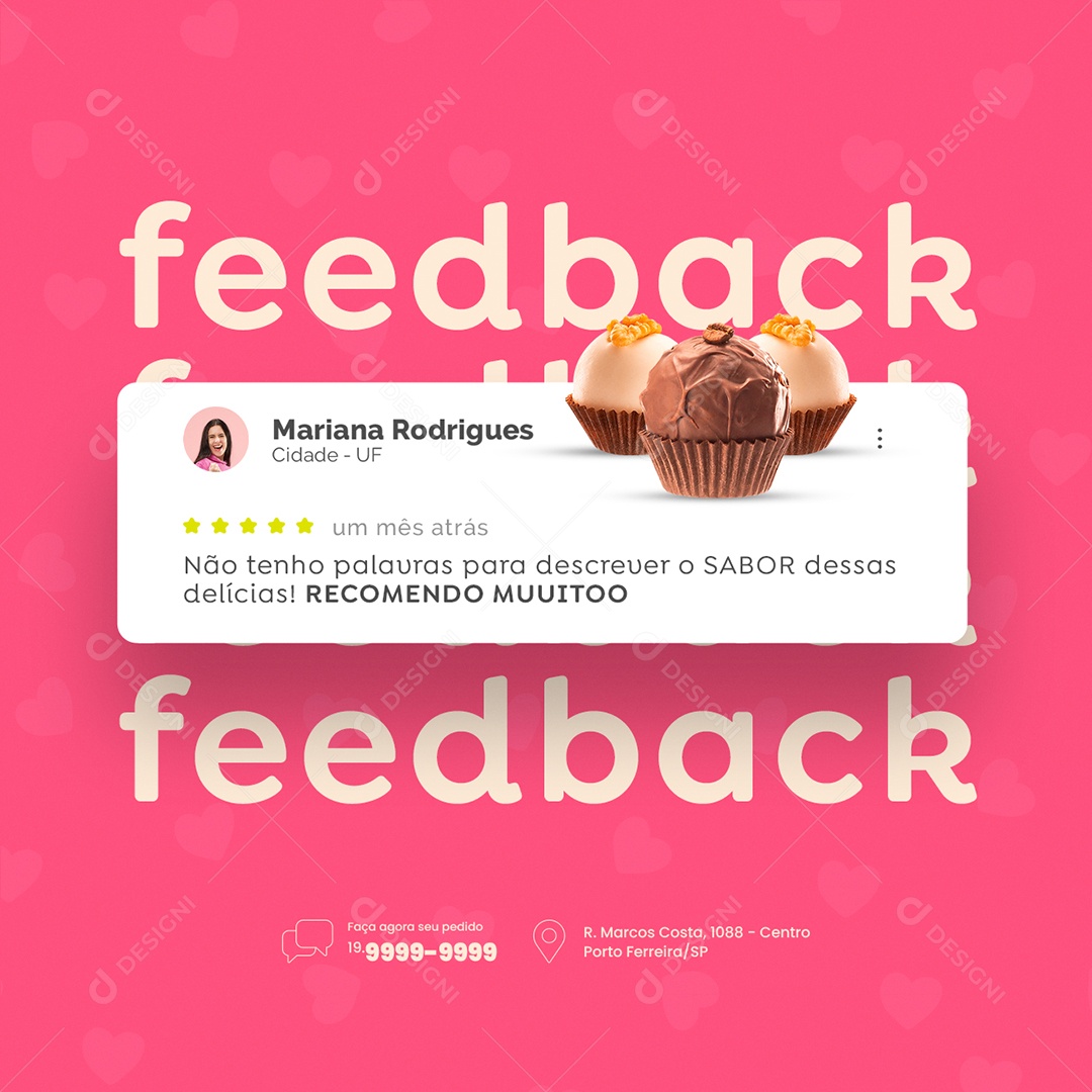 Feedback Doceria Social Media PSD Editável