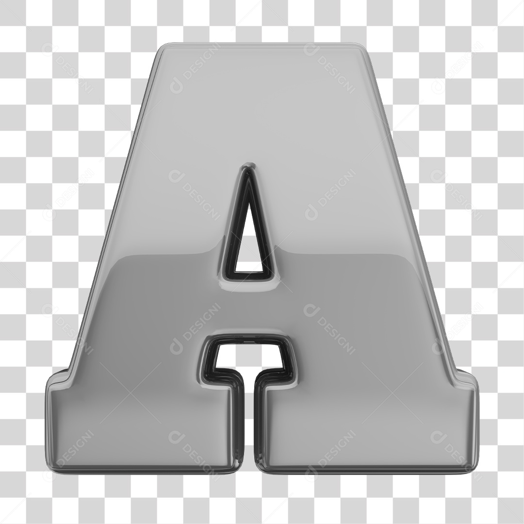Letra A Maiúscula Prata Elemento 3D Para Composição PNG Transparente