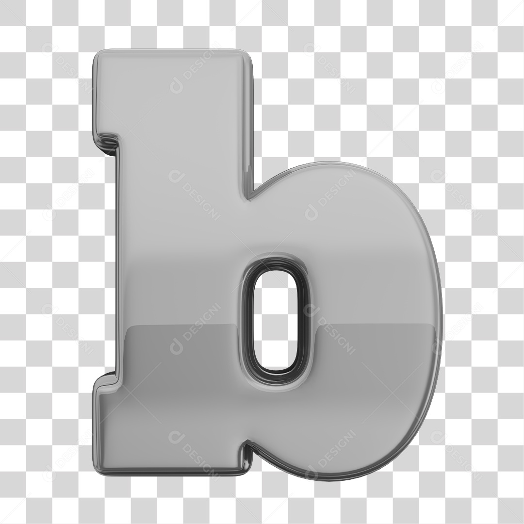 Letra b Minúscula Elemento 3D Prata Para Composição PNG Transparente