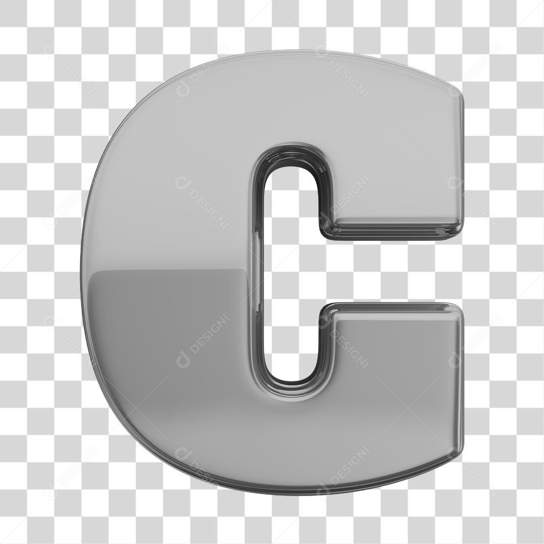 Letra C Maiúscula Prata Elemento 3D Para Composição PNG Transparente