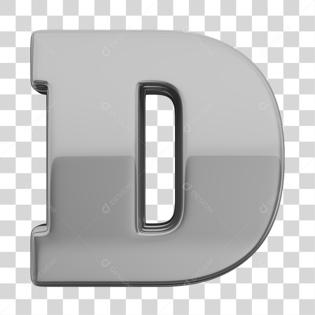 Letra D Maiúscula Prata Elemento 3D Para Composição PNG Transparente