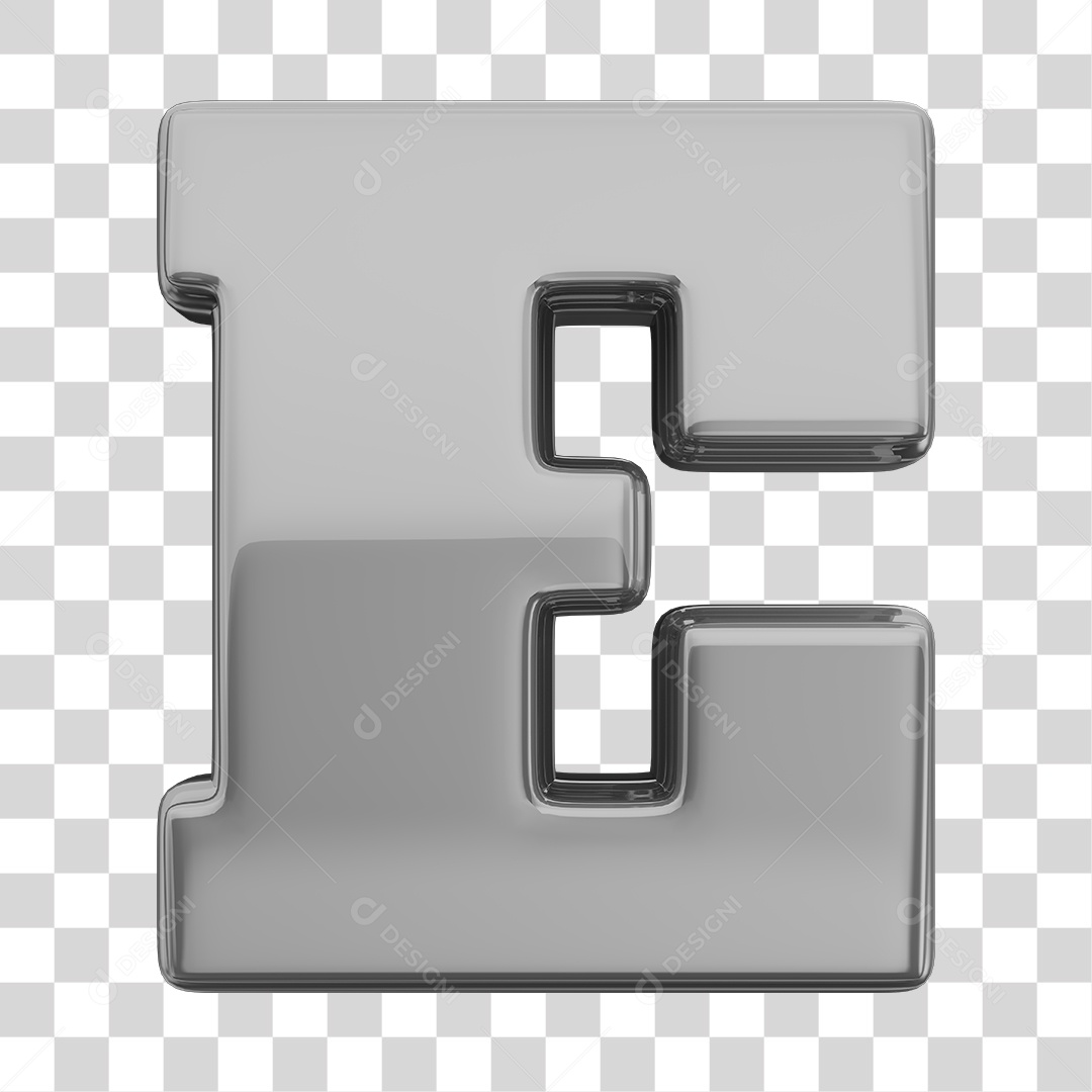 Letra E Maiúscula Prata Elemento 3D Para Composição PNG Transparente
