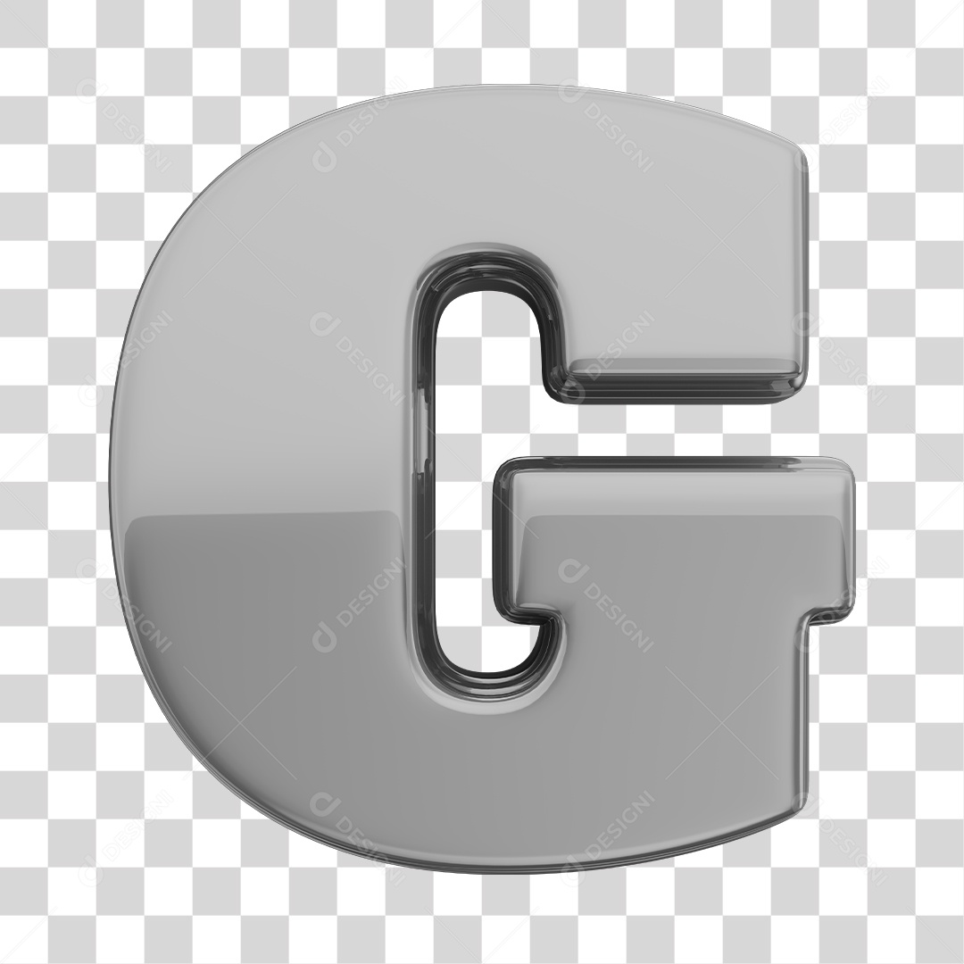 Letra G Maiúscula Prata Elemento 3D Para Composição PNG Transparente