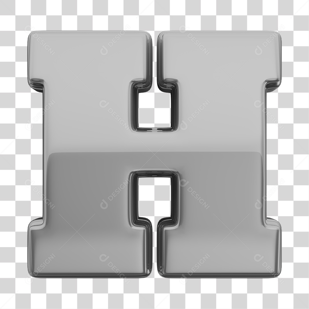 Letra H Maiúscula Prata Elemento 3D Para Composição PNG Transparente