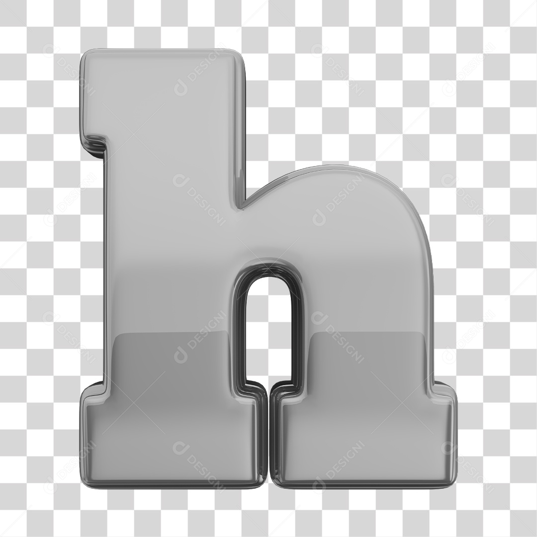 Letra h Minúscula Elemento 3D Prata Para Composição PNG Transparente