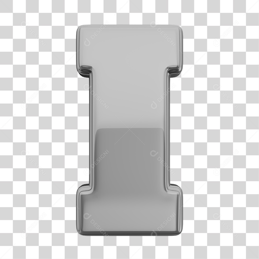 Letra I Maiúscula Prata Elemento 3D Para Composição PNG Transparente