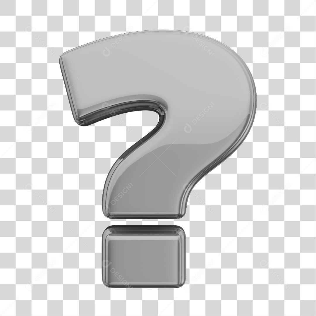 Símbolo de Ponto de Interrogação Prata Elemento 3D PNG Transparente