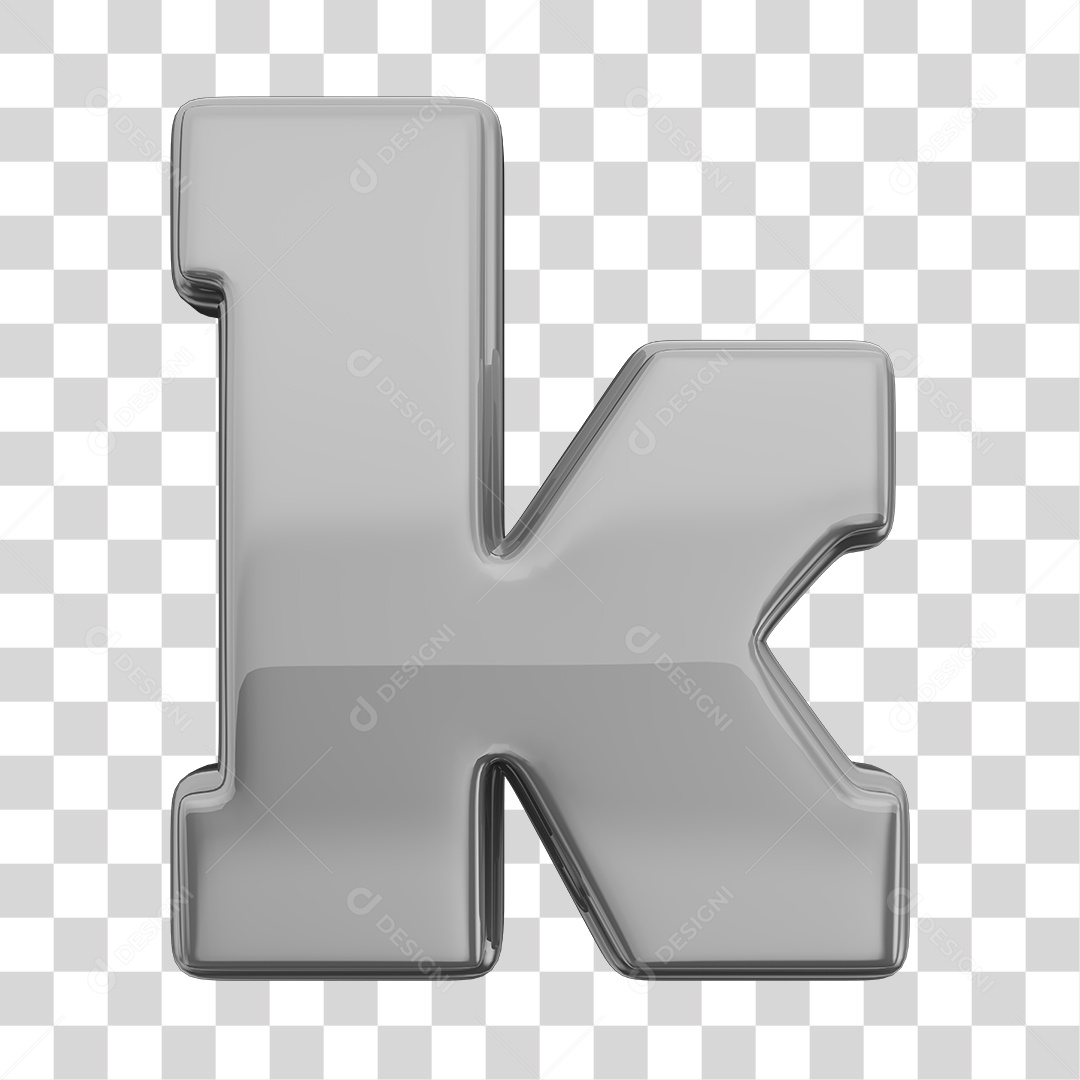 Letra k Minúscula Elemento 3D Prata Para Composição PNG Transparente
