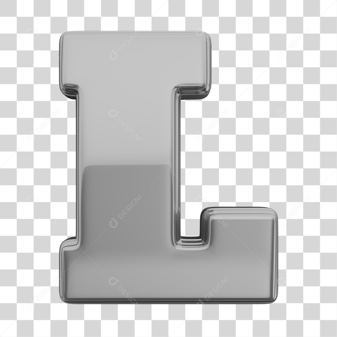 Letra L Maiúscula Prata Elemento 3D Para Composição PNG Transparente