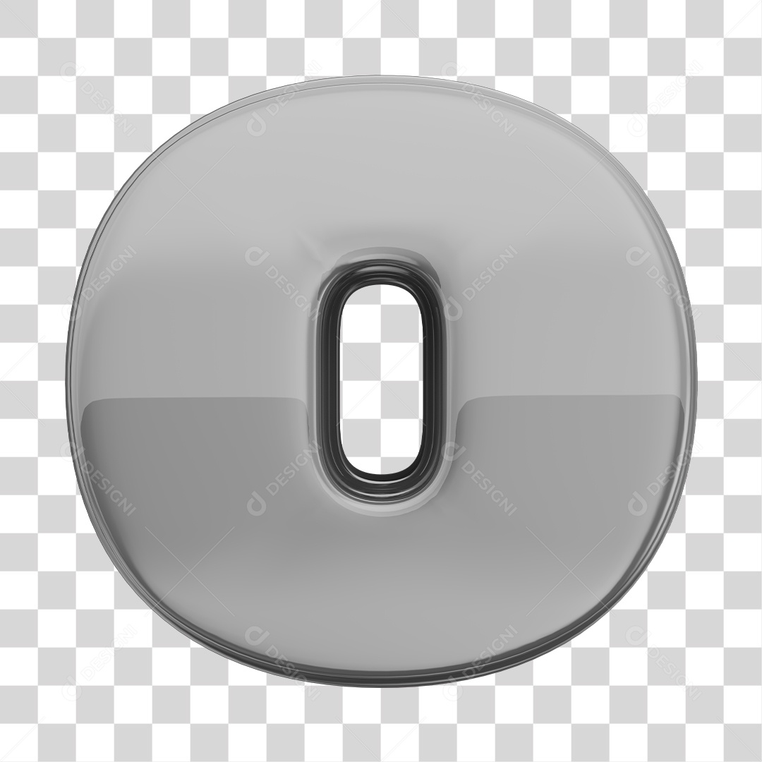 Letra o Minúscula Elemento 3D Prata Para Composição PNG Transparente