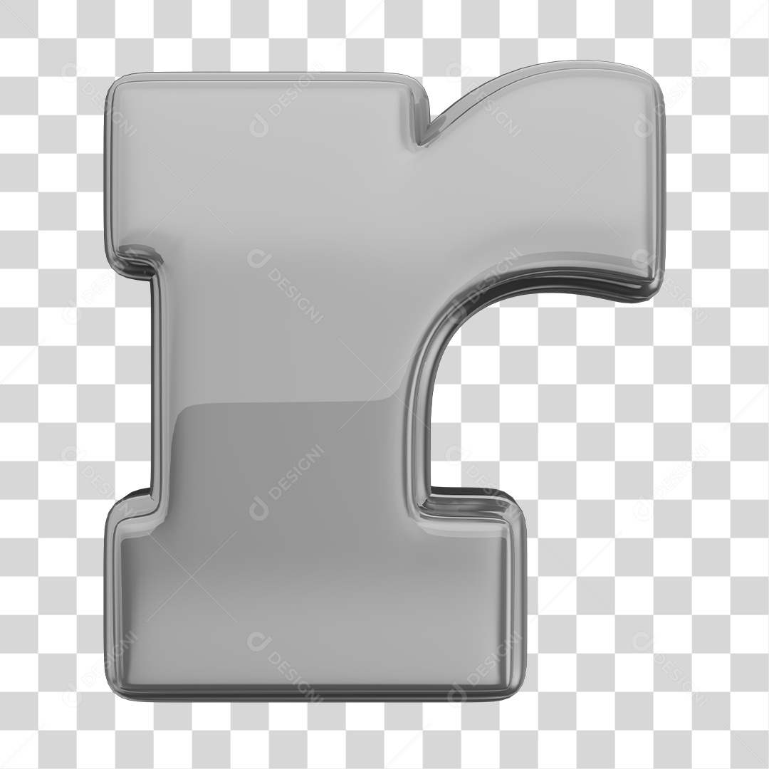 Letra r Minúscula Elemento 3D Prata Para Composição PNG Transparente