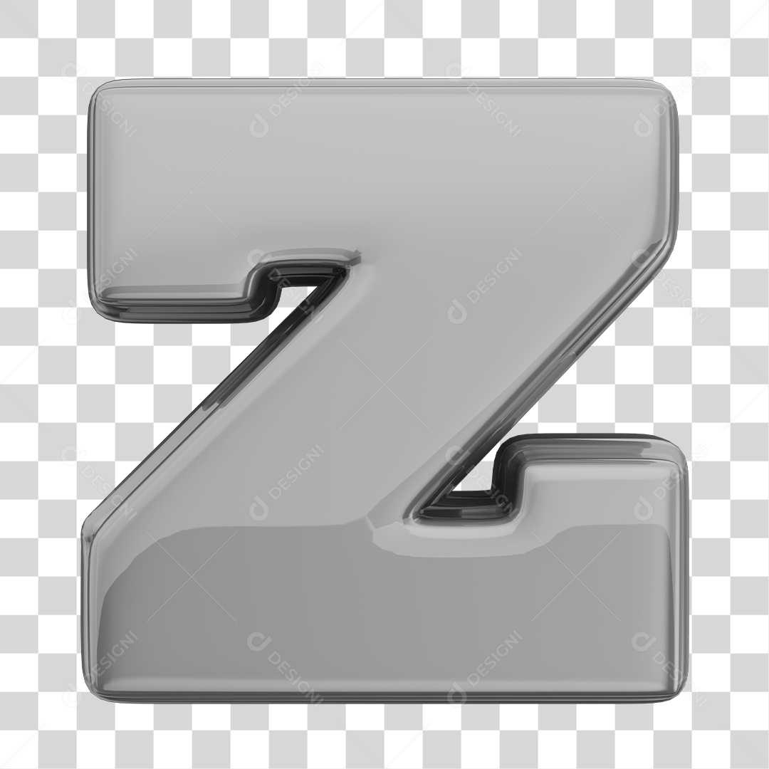 Letra z Minúscula Elemento 3D Prata Para Composição PNG Transparente